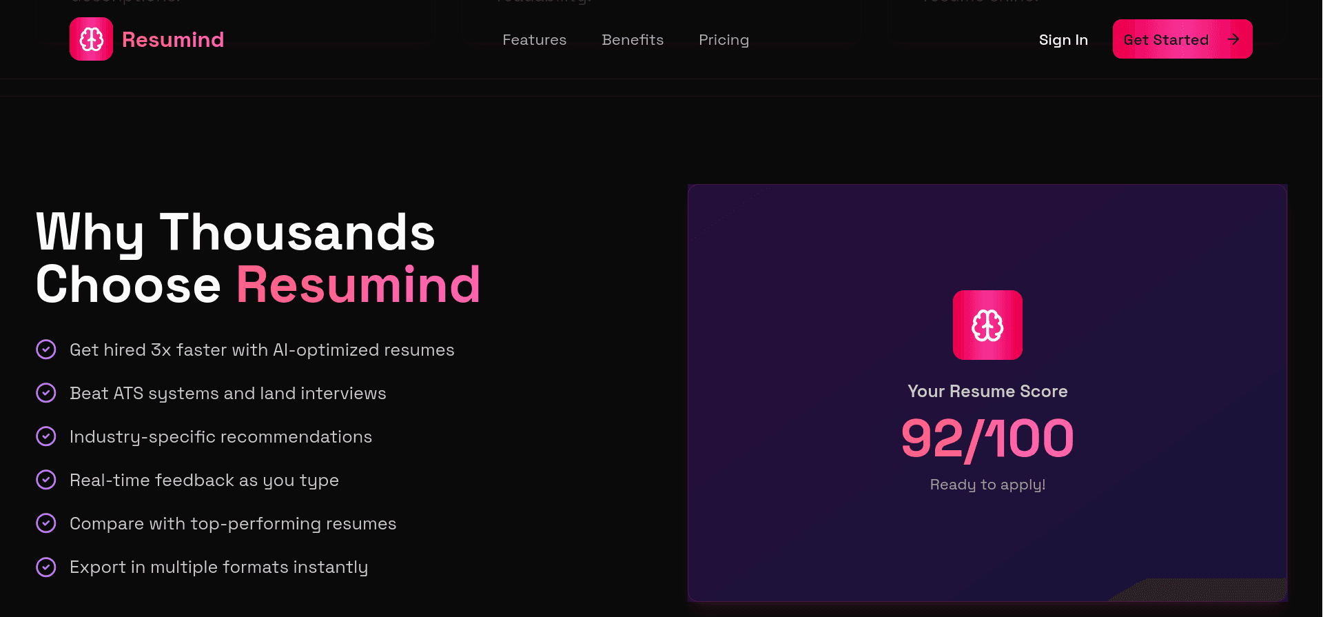 Resumind why choose us section