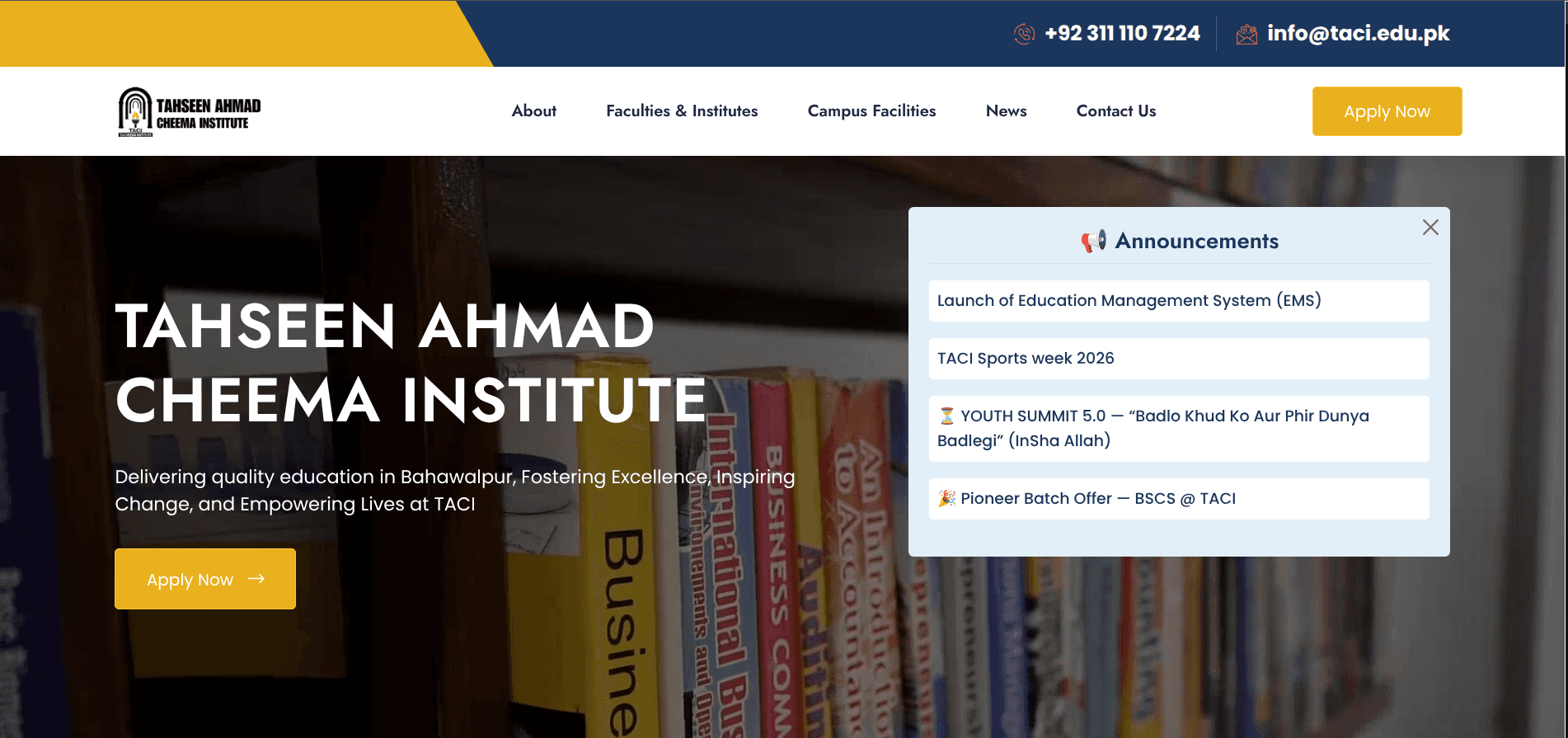 TACI landing page