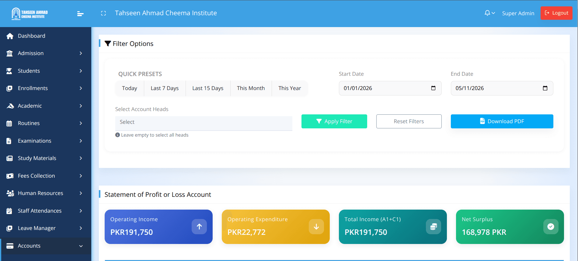 TACI income report