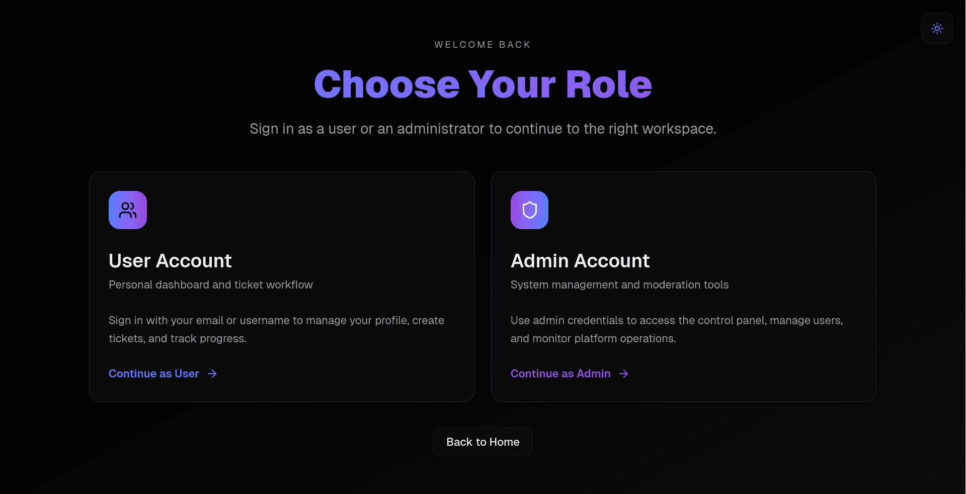 TickMate role selection